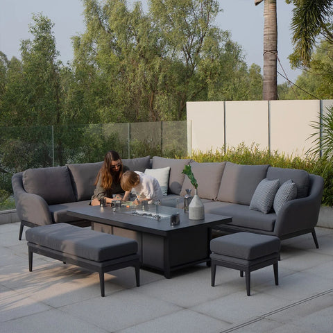 Luna Outdoor Fabric Rectangular Corner Dining Set