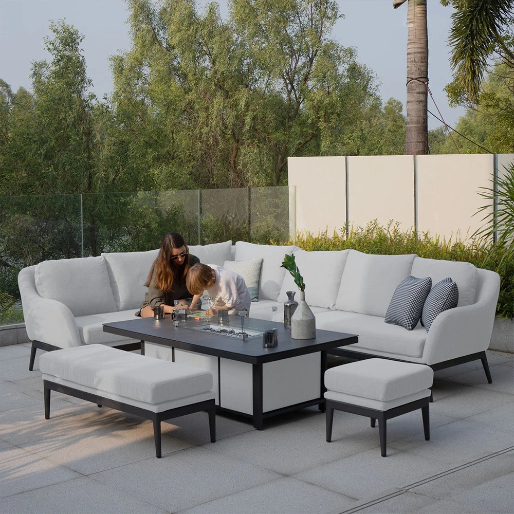 Luna Outdoor Fabric Rectangular Corner Dining Set