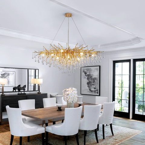 Stunning Tree Branch Crystal Chandelier With Clear Teardrop-shaped Glass Living/Dining Room Ceiling Lamp/Light