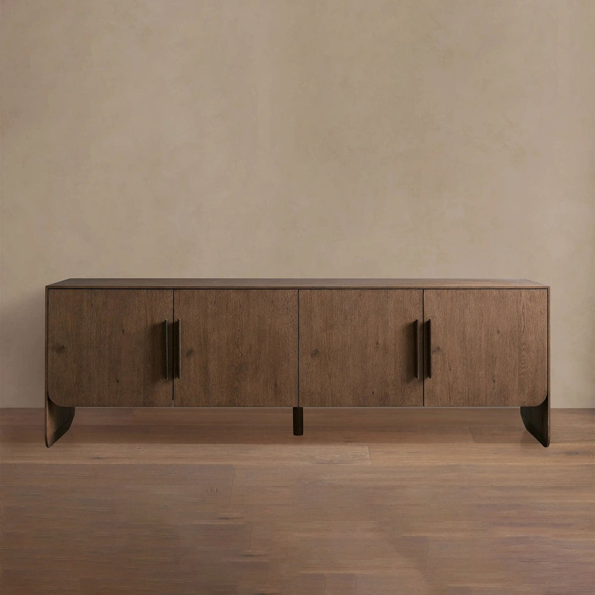 Felton Media Console Oak TV Stand Side Cabinet Television Storage Unit Wood Sideboard with Modern Minimalist Style