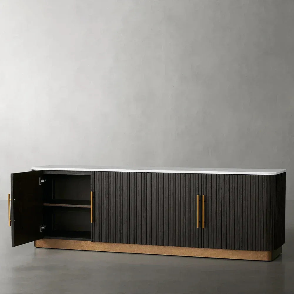 Finnley Sideboards Living Room Media Cabinets with Marble Top