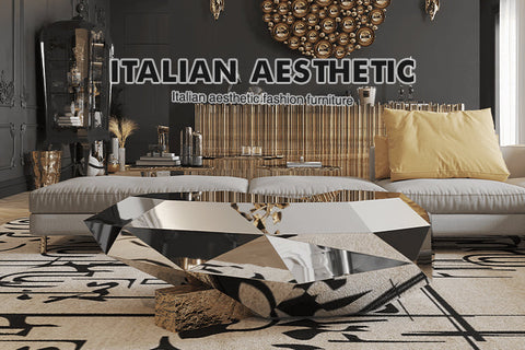 Black Faceted Design Sculptural Form Coffee Table