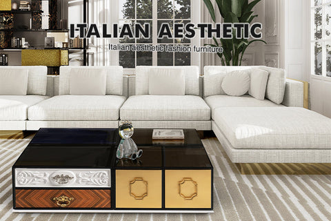 Brass Glass Hidden Storage Coffee Table