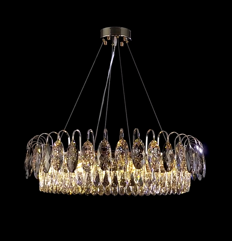 Luxurious K9 Crystal Chandelier in Brass/Silver Finish | Modern Ceiling Light Fixtures